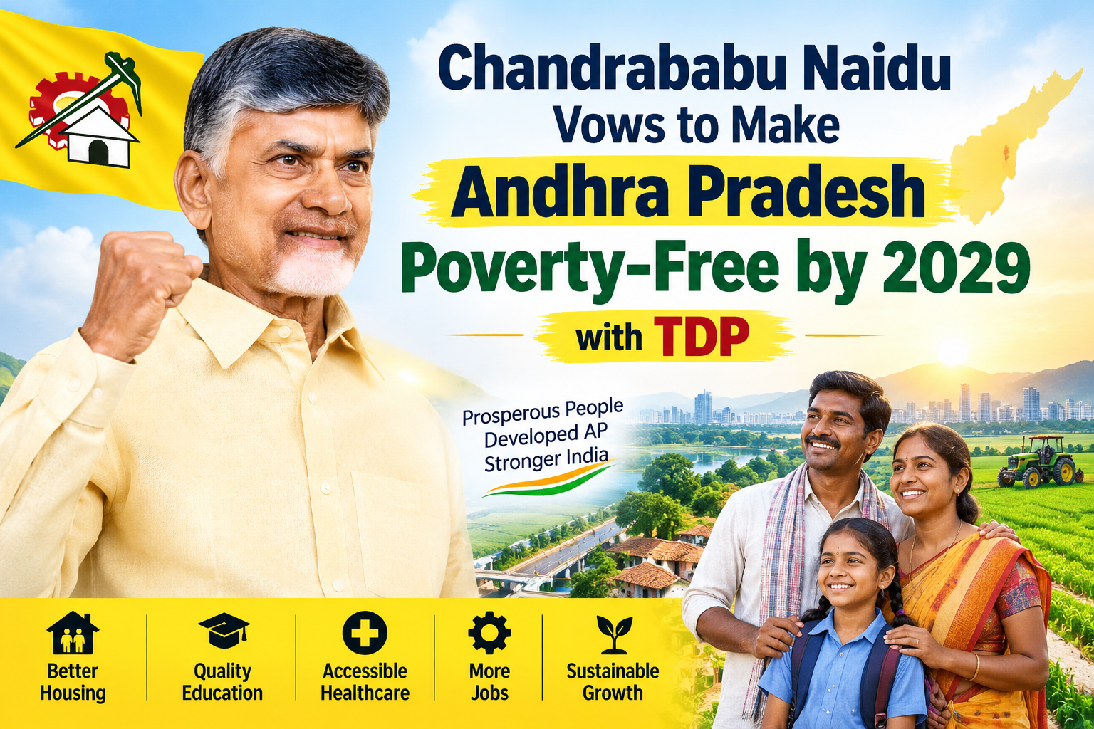   Chandrababu Naidu Vows to Make Andhra Pradesh Poverty-Free by 2029 with TDP